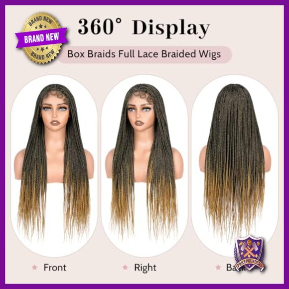 30 Inch Human Hair Blended Braided Wig Glueless Lace Front Lightweight main image 4
